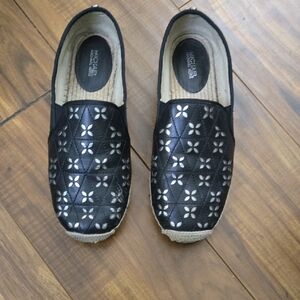 Michael Kors Black Quilted Floral Slip-Ons